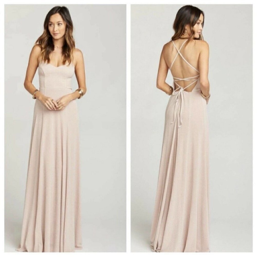Show me Your Mumu tie back Gown bridesmaid dress Goddess XSMALL beige